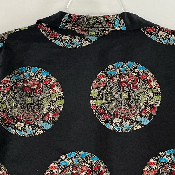 Vintage Asian Embroidered Satin Reversible Open Front Evening Jacket Women L/XL - Picture 8 of 15